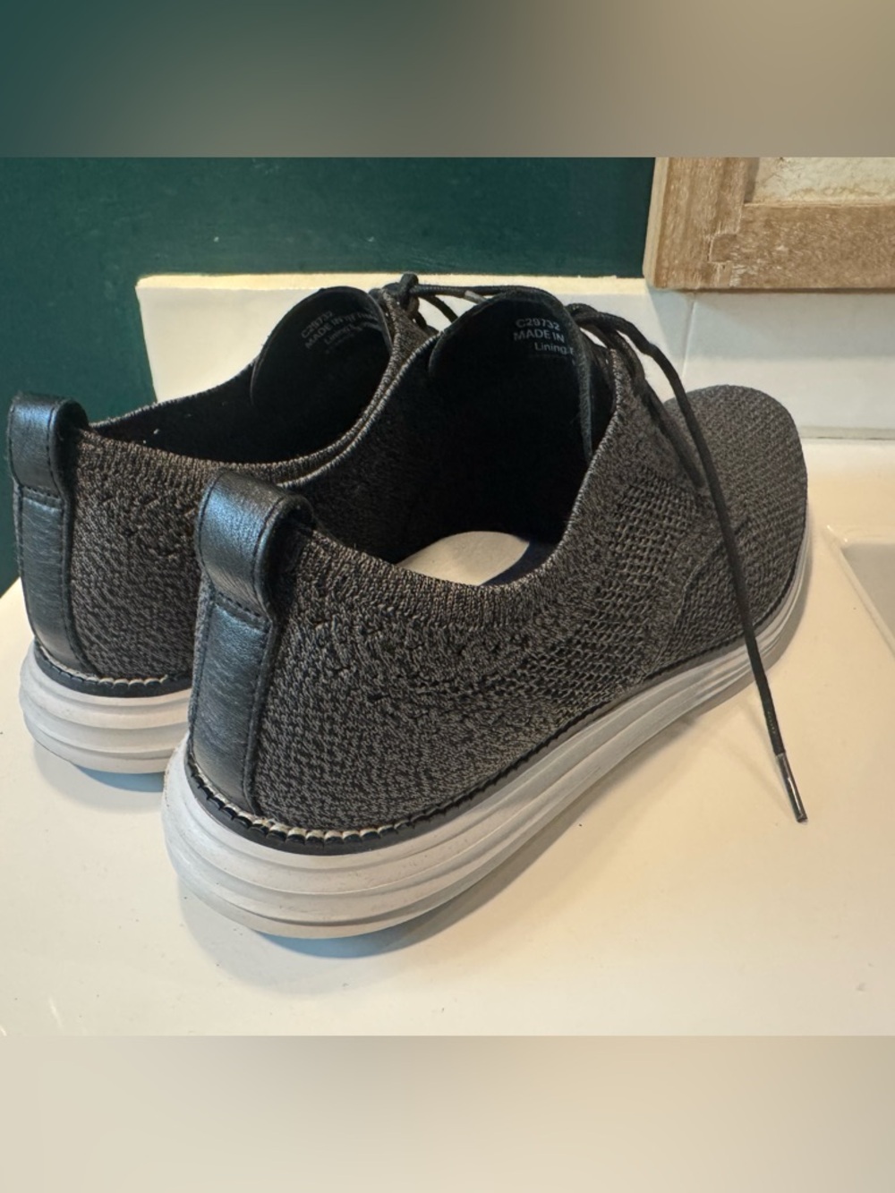 Size 12 Cole Haan - Men's Casual Knit Lace-Up Shoes - Charcoal Gray - Picture 5 of 8